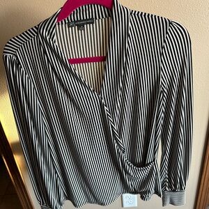 Adrianna Papell Black and White Striped Women's Top